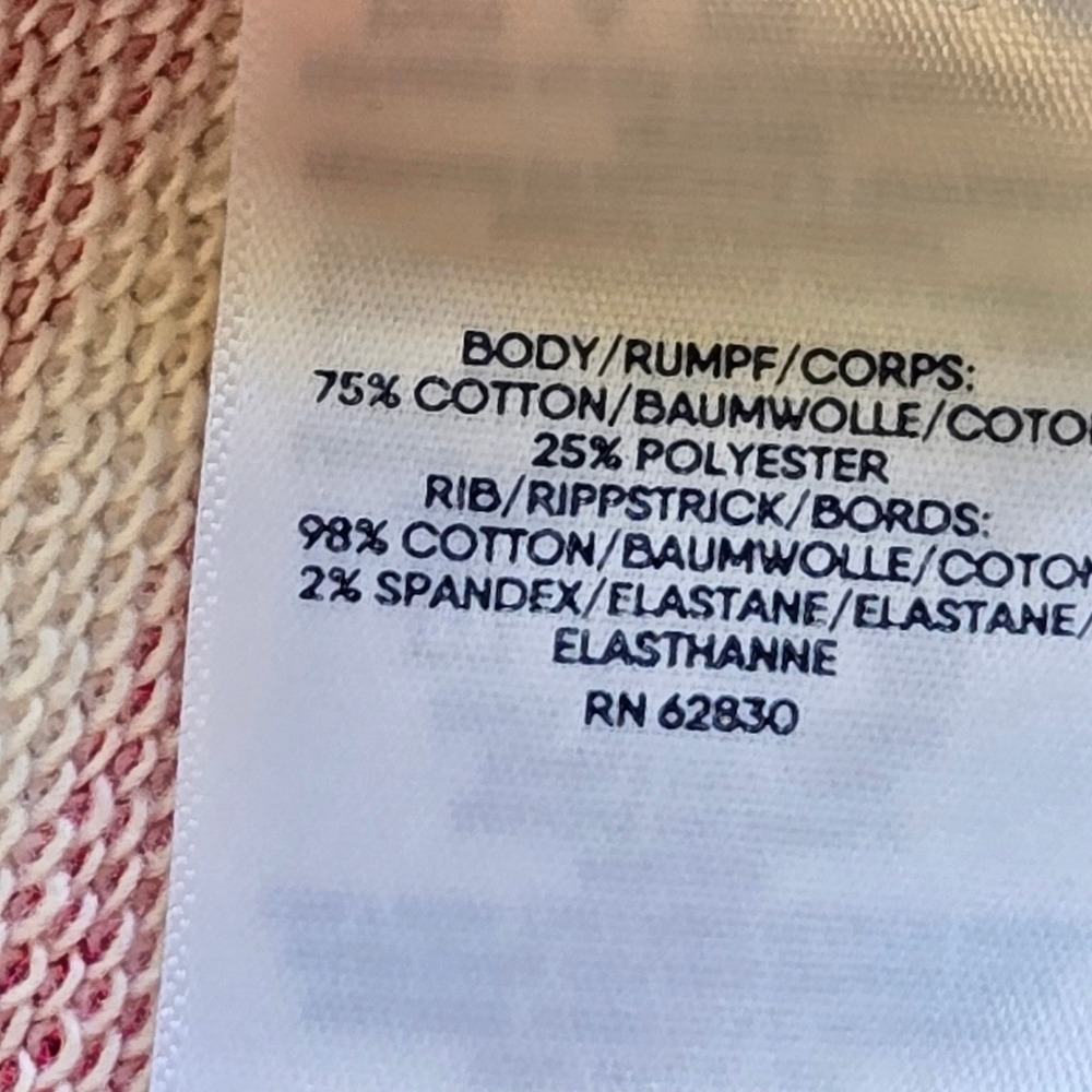 Lands' End Sweatshirt Womens L Pink Yellow Striped Colorblock Serious Sweats - Picture 5 of 6